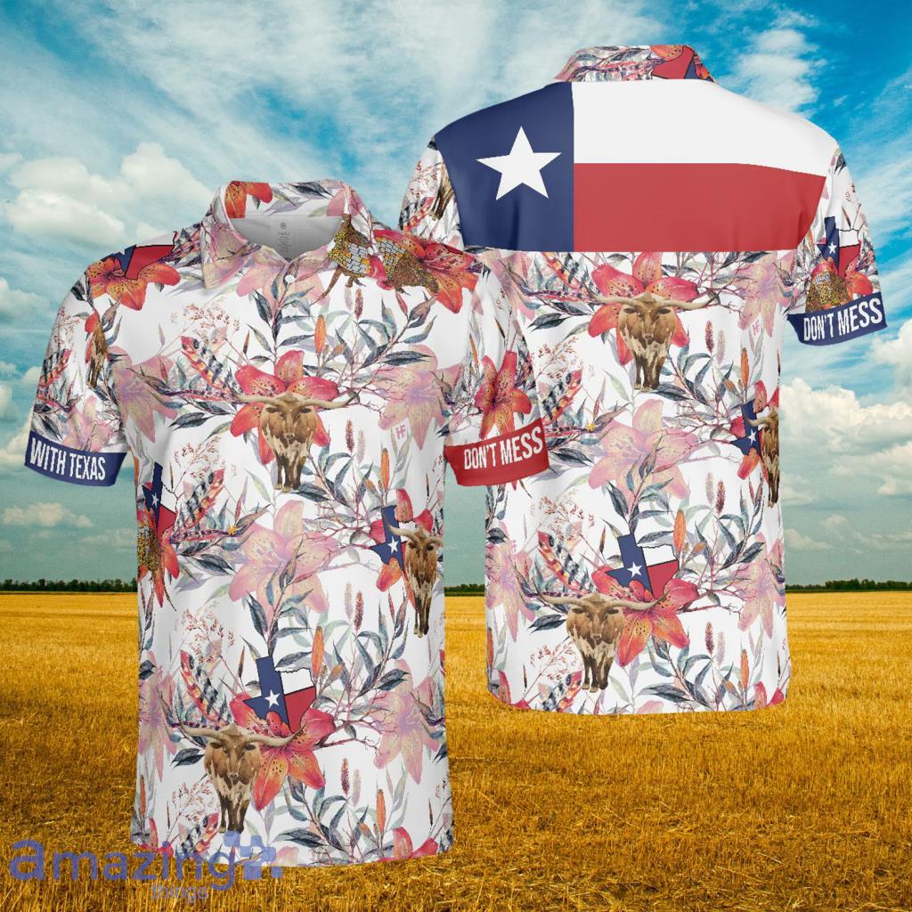 Texas Longhorn Bluebonnet and Armadillo Polo Shirt - Texas Longhorn Bluebonnet and Armadillo Polo Shirt