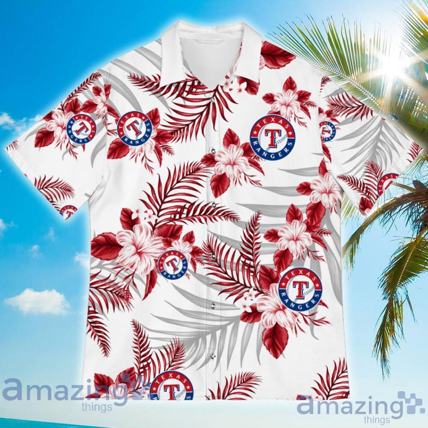 Texas Rangers Mascot And Leaves Tropical Pattern Hawaiian Shirt For Men  Women - Freedomdesign