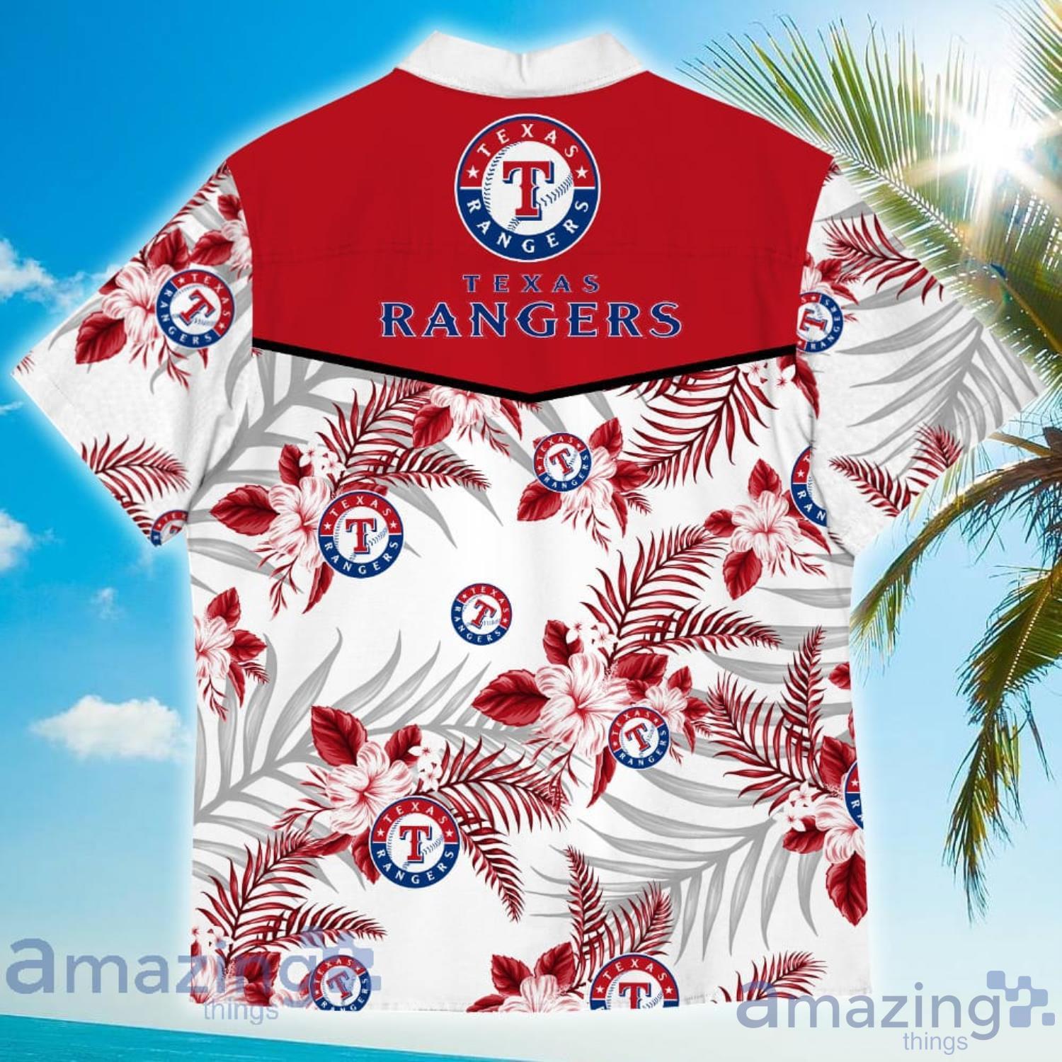 Texas Rangers Mascot And Leaves Tropical Pattern Hawaiian Shirt For Men  Women - Freedomdesign