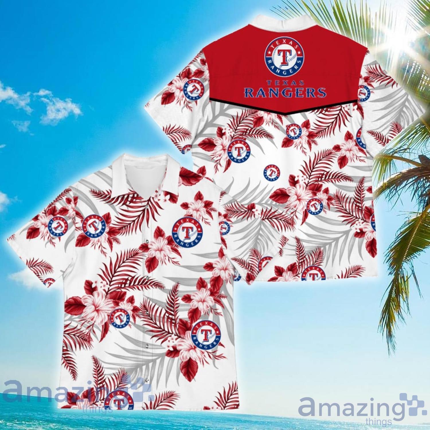 Texas Rangers Mascot And Leaves Tropical Pattern Hawaiian Shirt For Men  Women - Freedomdesign