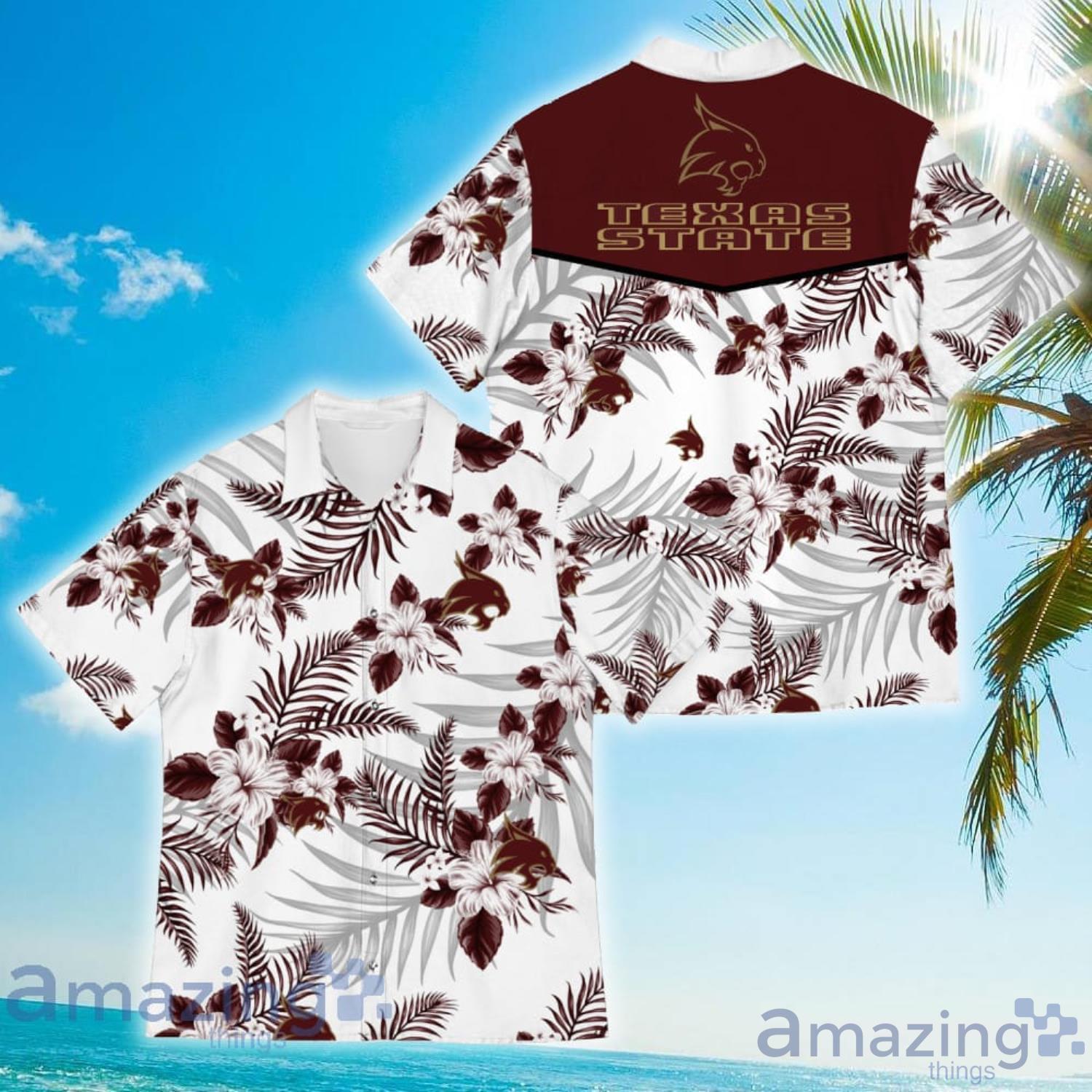 Texas State Bobcats Sports American Tropical Flower Patterns Hawaiian Shirt Product Photo 1