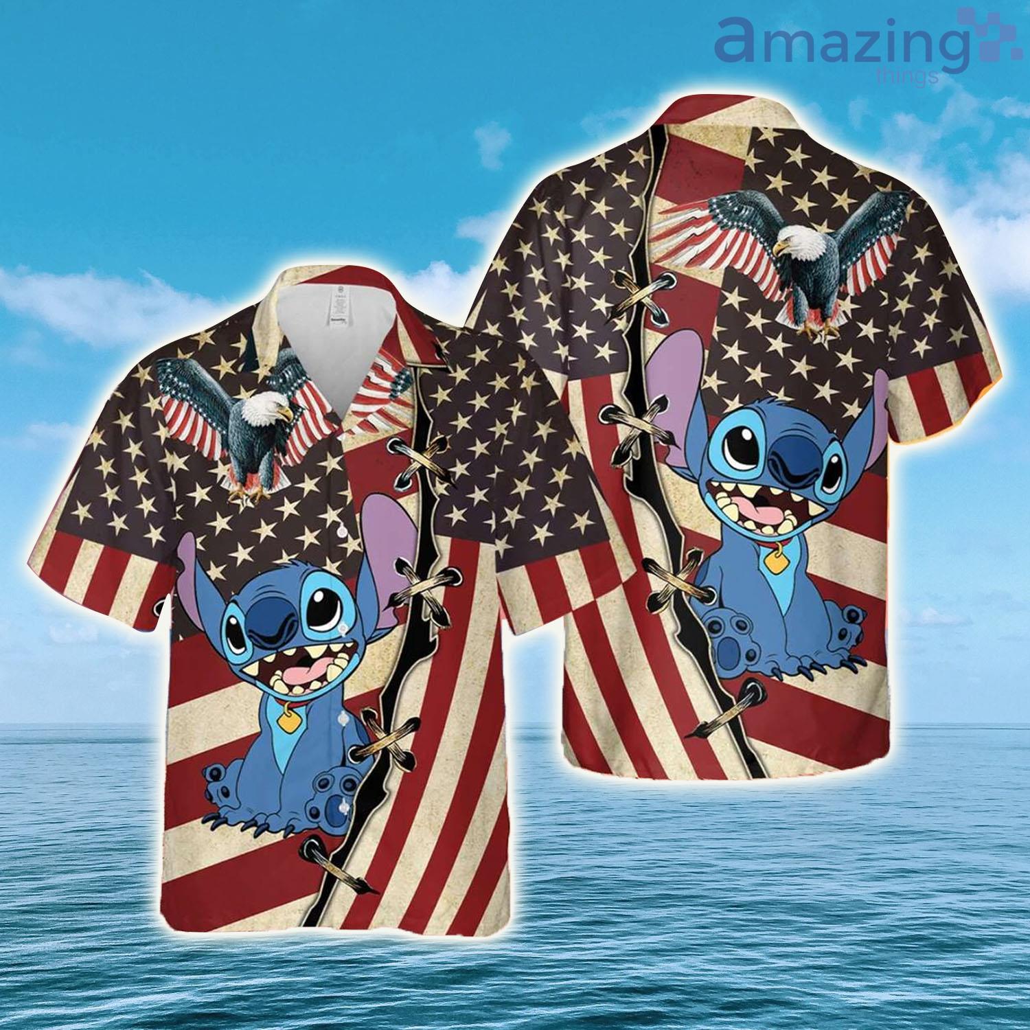 Us Flag Patriot Day Cute Stitch Disney Hawaiian Shirt - Us Flag Patriot Day Cute Stitch Disney Hawaiian Shirt