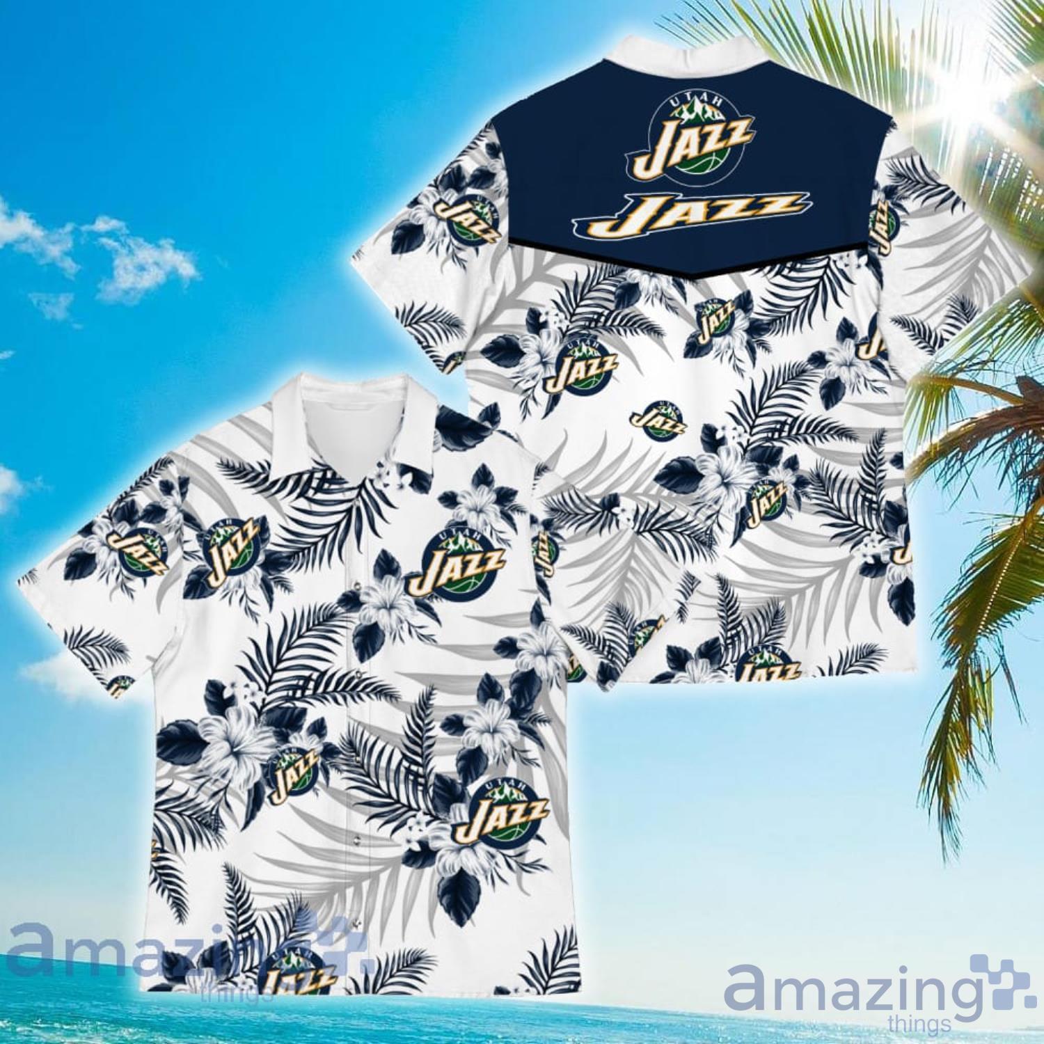 Utah Jazz Sports American Tropical Flower Patterns Hawaiian Shirt Product Photo 1