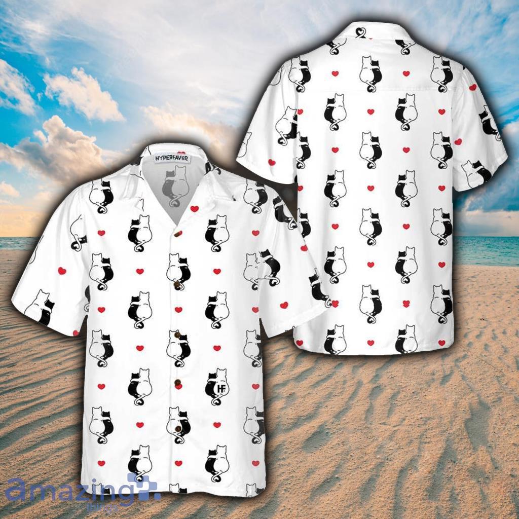 Valentine Heart Kitten Hawaiian Shirt - Valentine Heart Kitten Hawaiian Shirt