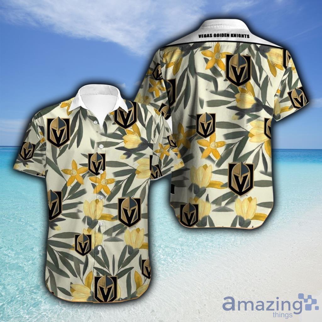 Vegas Golden Knights Hawaiian Shirt Tropical Flowers For Fans - Vegas Golden Knights Hawaiian Shirt Tropical Flowers For Fans