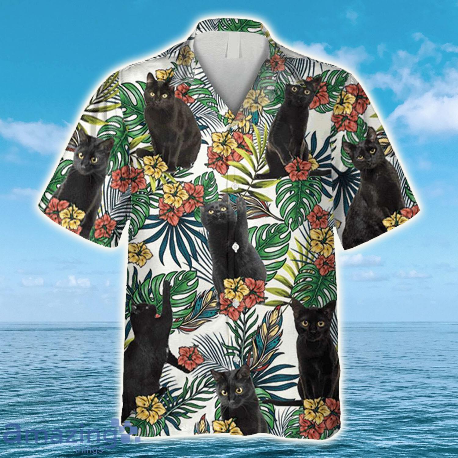 Vintage Black Cat Beach Relax Shirt, Cat Hawaiian Shirt - Vintage Black Cat Beach Relax Shirt, Cat Hawaiian Shirt