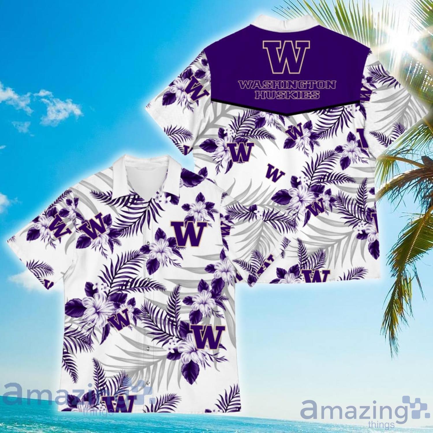 Washington Huskies Sports American Tropical Flower Patterns Hawaiian Shirt Product Photo 1