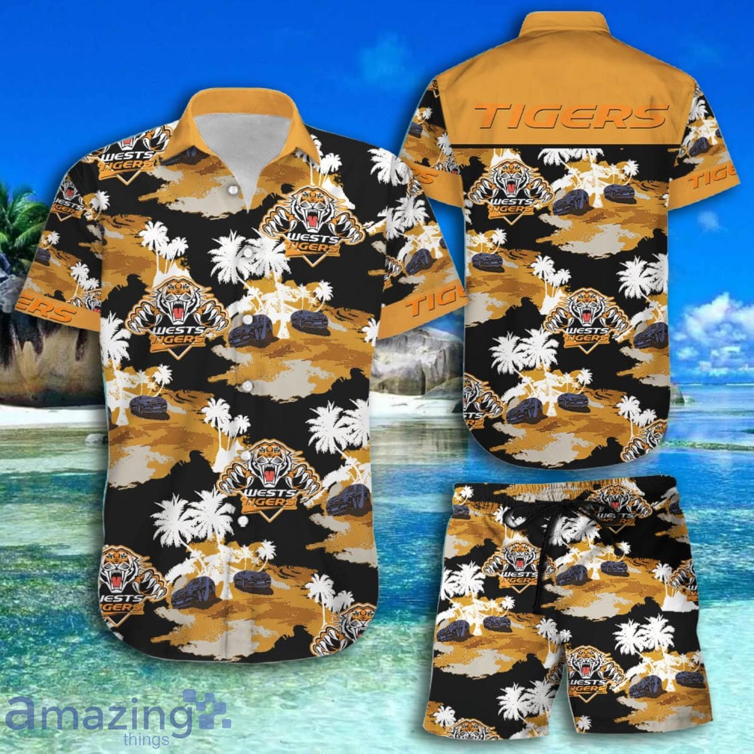 Wests Tigers Island Pattern Short Sleeve Hawaiian Shirt And Short Product Photo 1