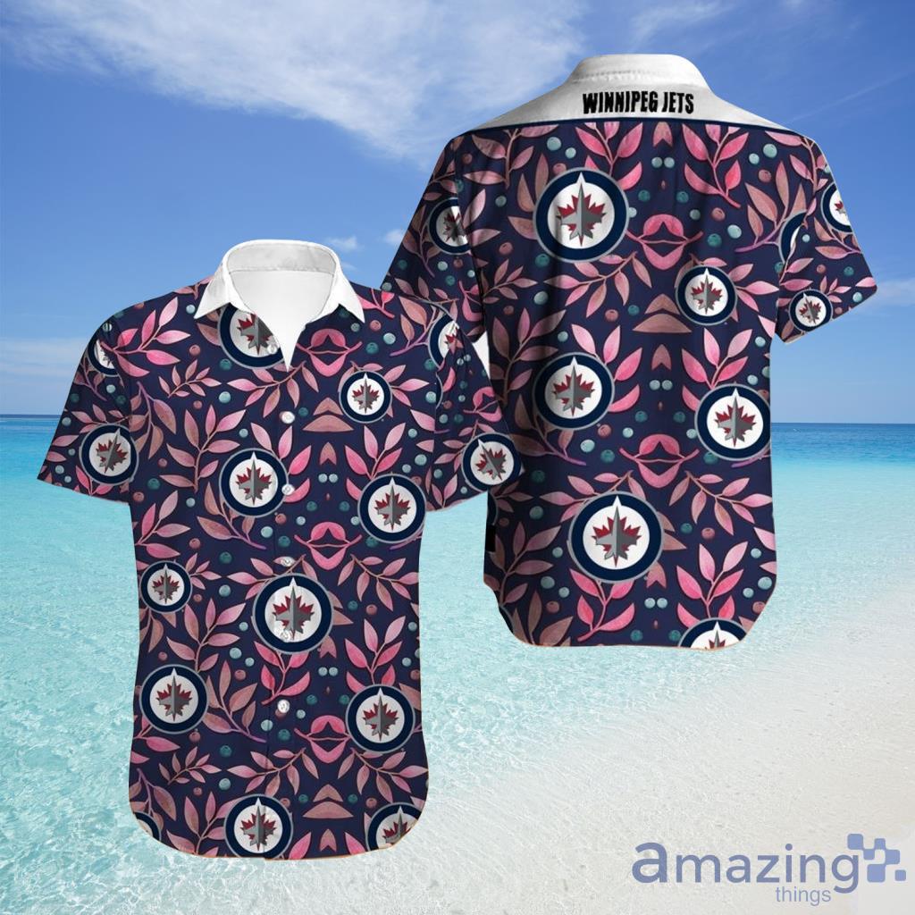 Winnipeg Jets Hawaiian Shirt Tropical Flowers  For Fans - Winnipeg Jets Hawaiian Shirt Tropical Flowers  For Fans