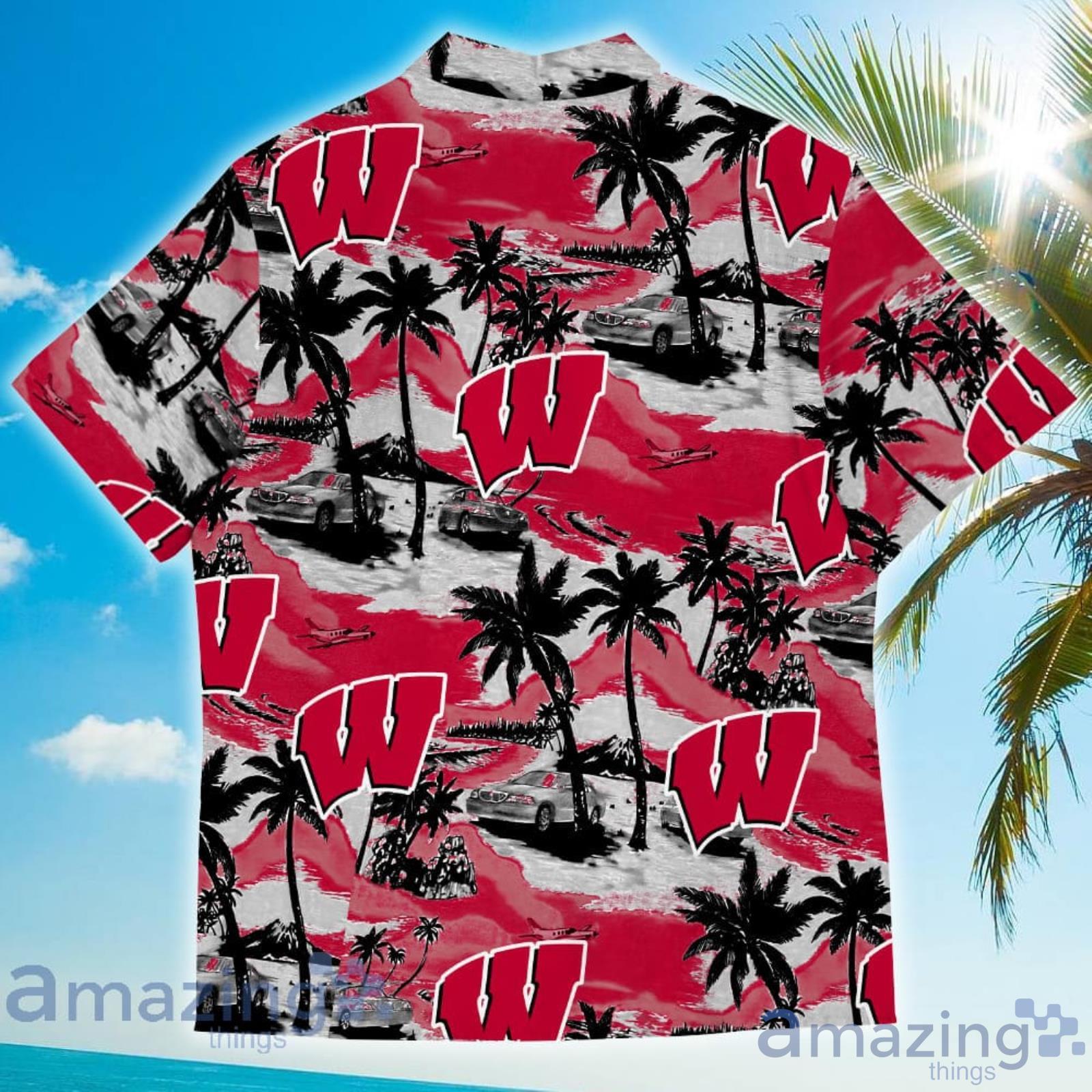 Wisconsin Badgers Sports American Tropical Coconut Vintage Patterns Hawaiian Shirt image Wisconsin Badgers Sports American Tropical Coconut Vintage Patterns Hawaiian Shirt Product Photo 3