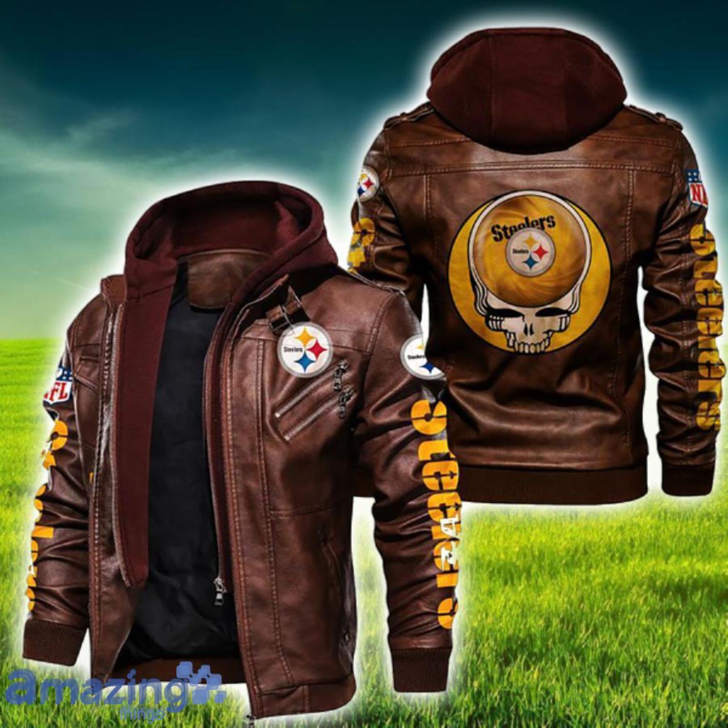 Yellow Skull Pittsburgh Steelers NFL Leather Jacket