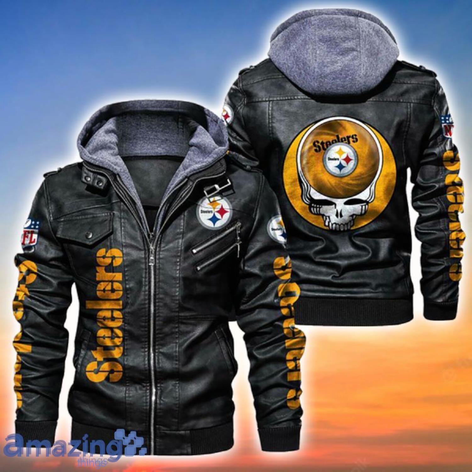 Yellow Skull Pittsburgh Steelers NFL Leather Jacket