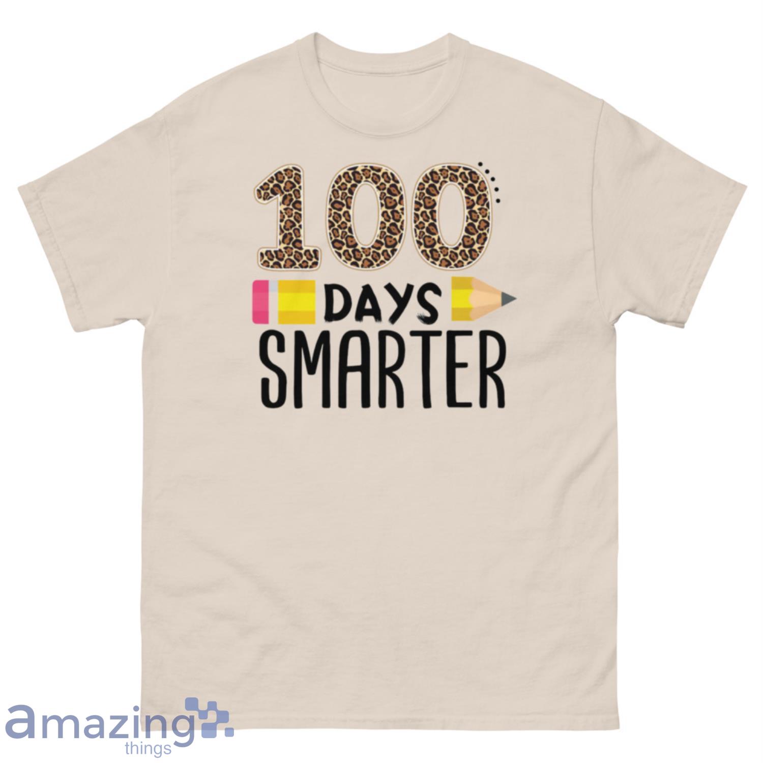 100 Days Smarter Pencil Teacher Students Leopard T Shirt image 100 Days Smarter Pencil Teacher Students Leopard T-Shirt Product Photo 2