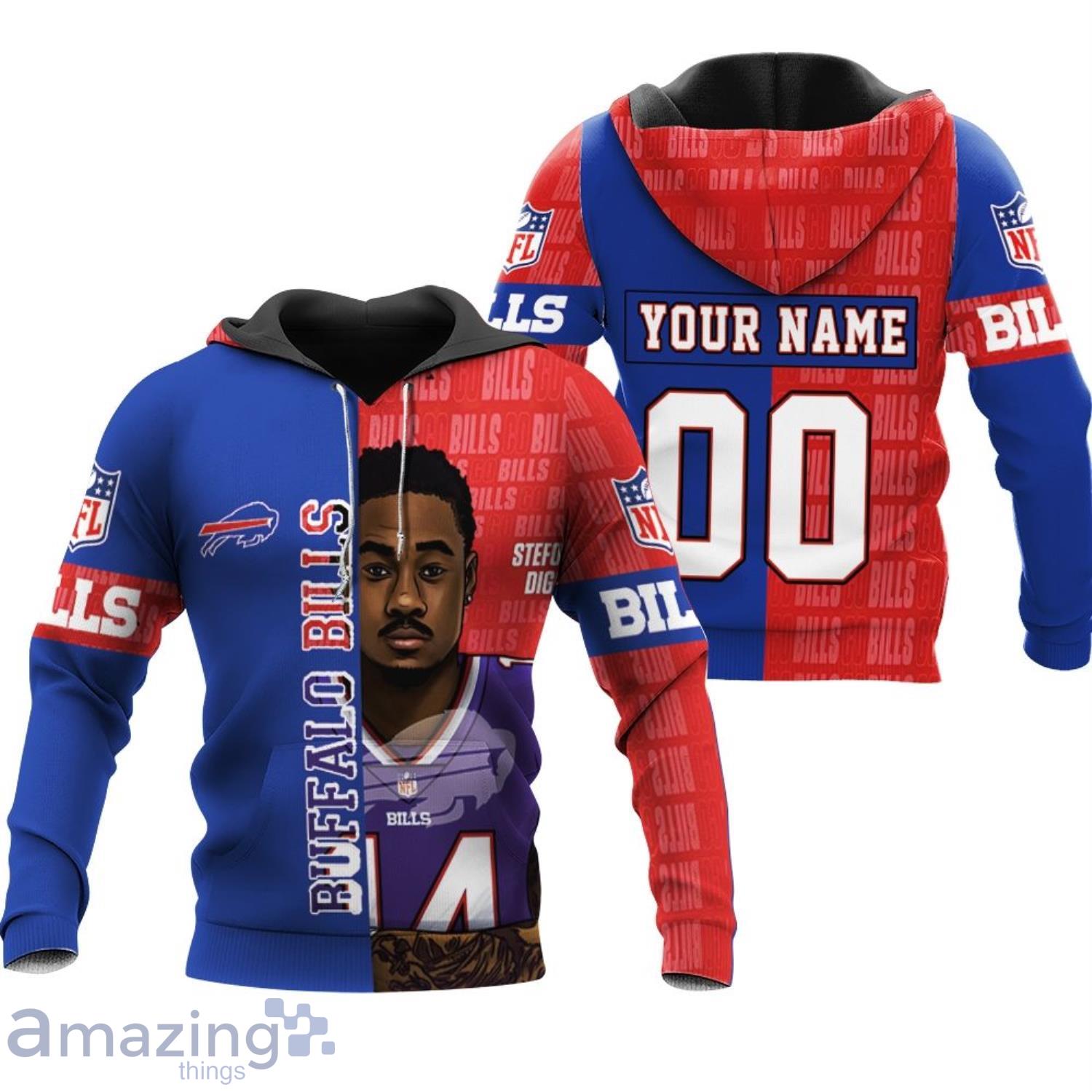 14 Stefon Diggs 14 Buffalo Bills Great Player 2020 Nfl Personalized Name  And Number 3D Hoodie