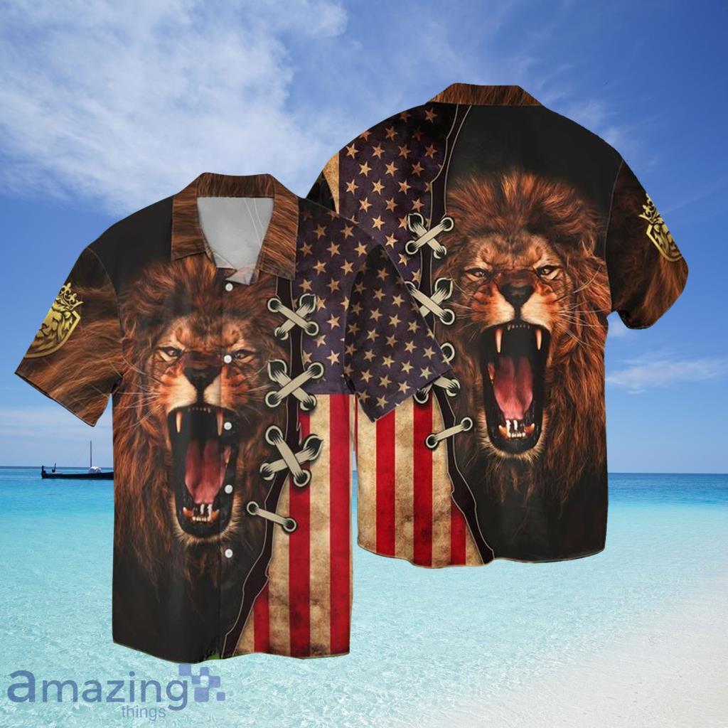 Lion King Tropical Hibiscus Hawaiian Shirt Summer Gift - Freedomdesign