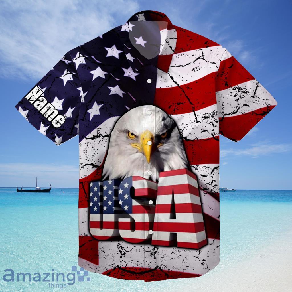 American Pride Eagle Personalized Name 3D Polo Shirt Gift for Dad