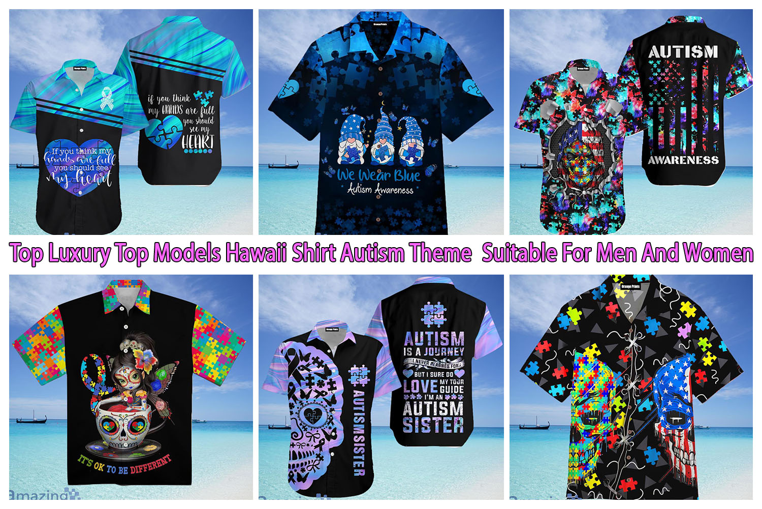 Skull Girl Autism Awareness Aloha Hawaiian Shirt Summer Gift For