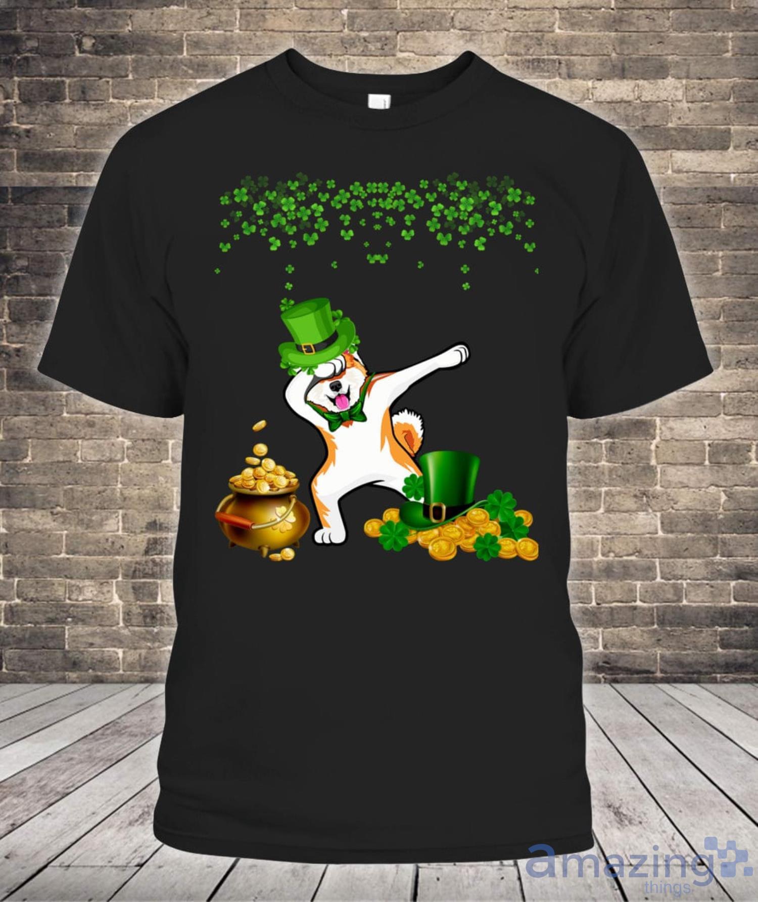 Akita Dabbing St Patricks Day Dog Shirt Product Photo 1