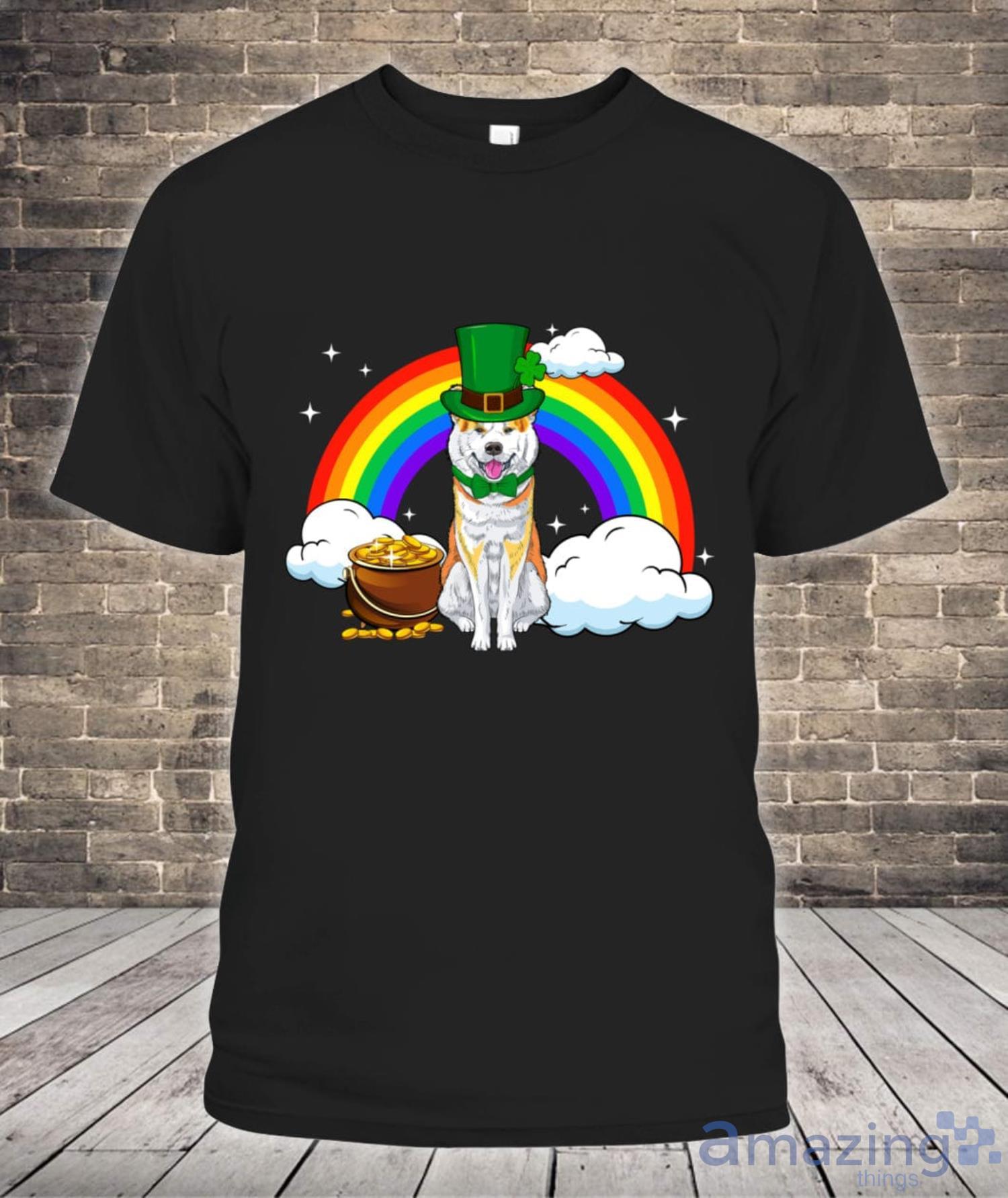 Akita Irish Clover St Patrick Day Leprechaun Dog Gifts Shirt Product Photo 1