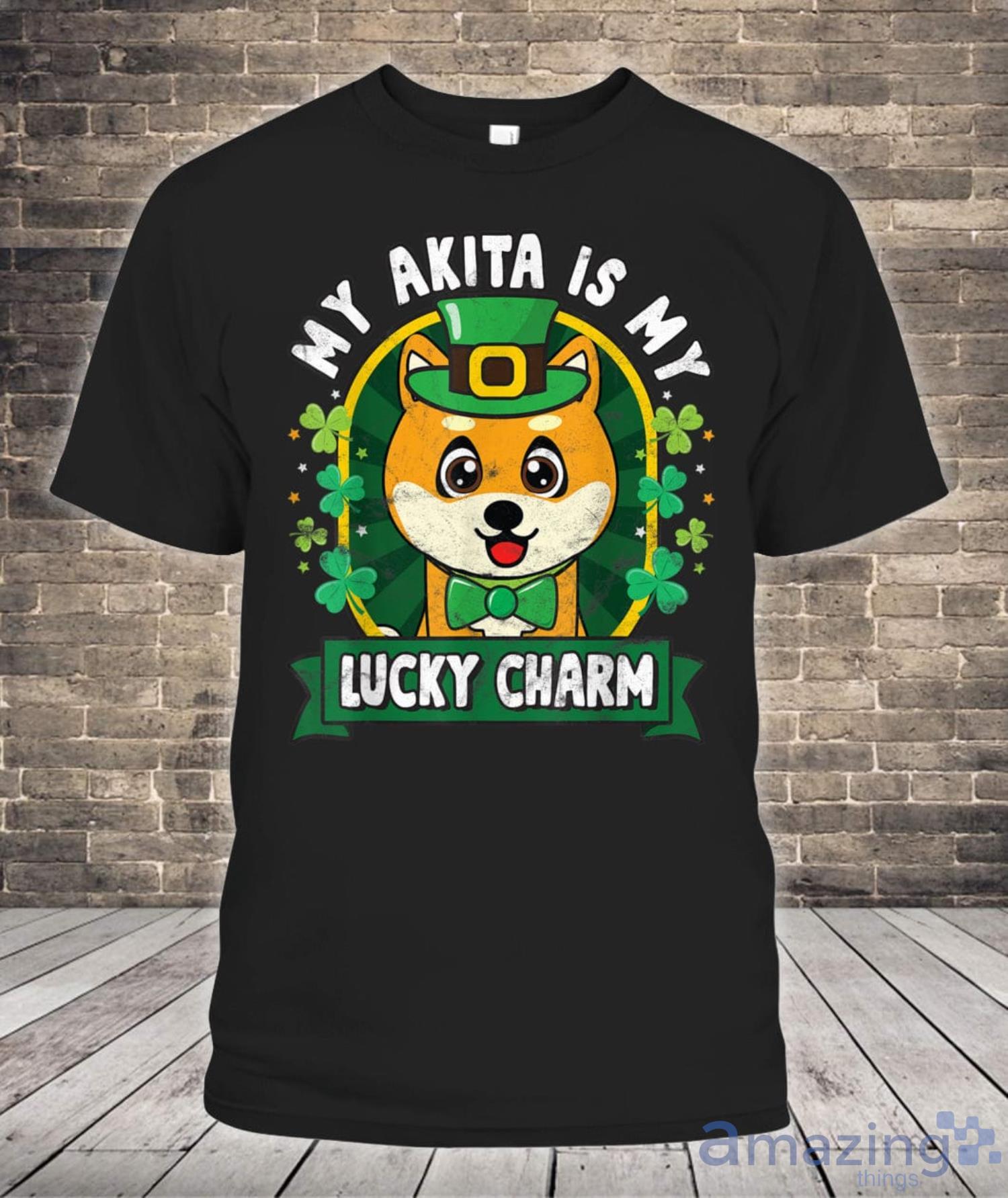 Akita St Patricks Dog Lucky Charm Shirt Product Photo 1