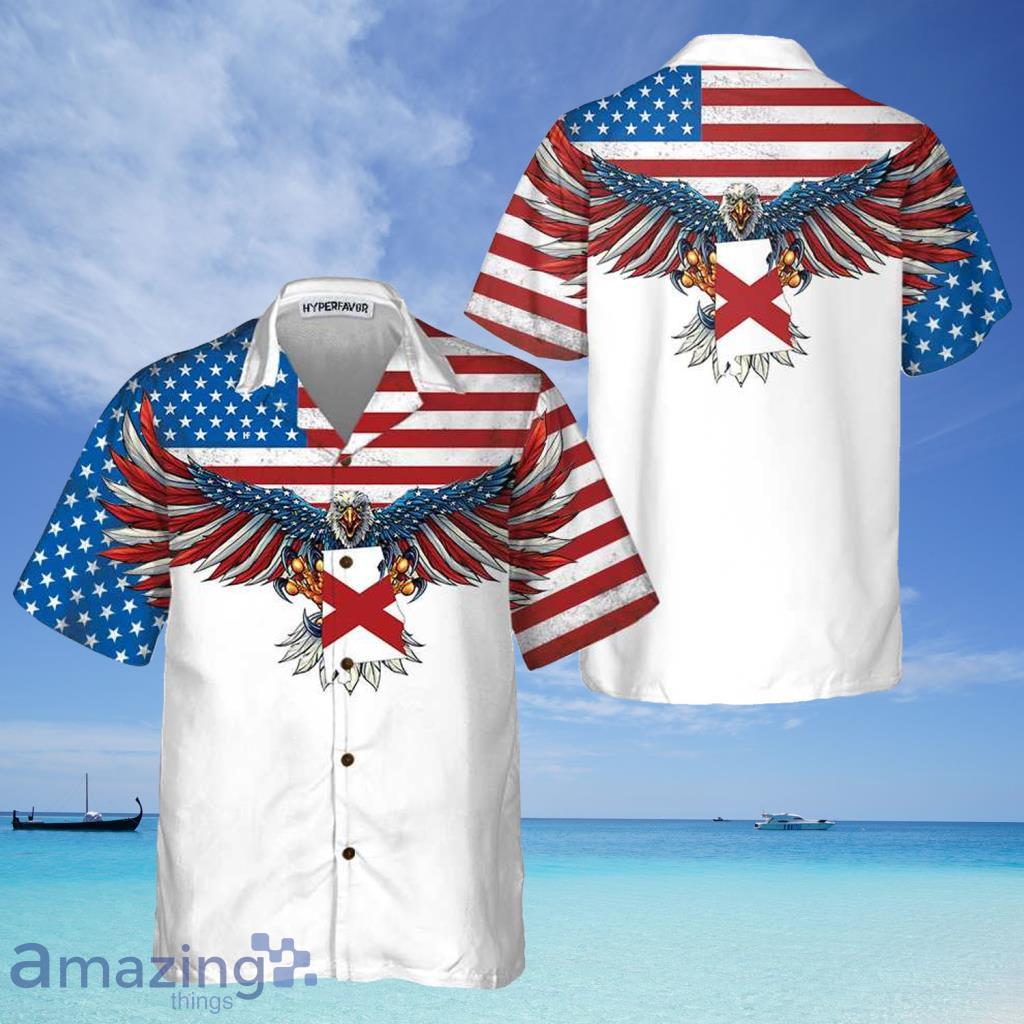 America Flag Hawaiian Shirts for Men Women - Eagle Button Down