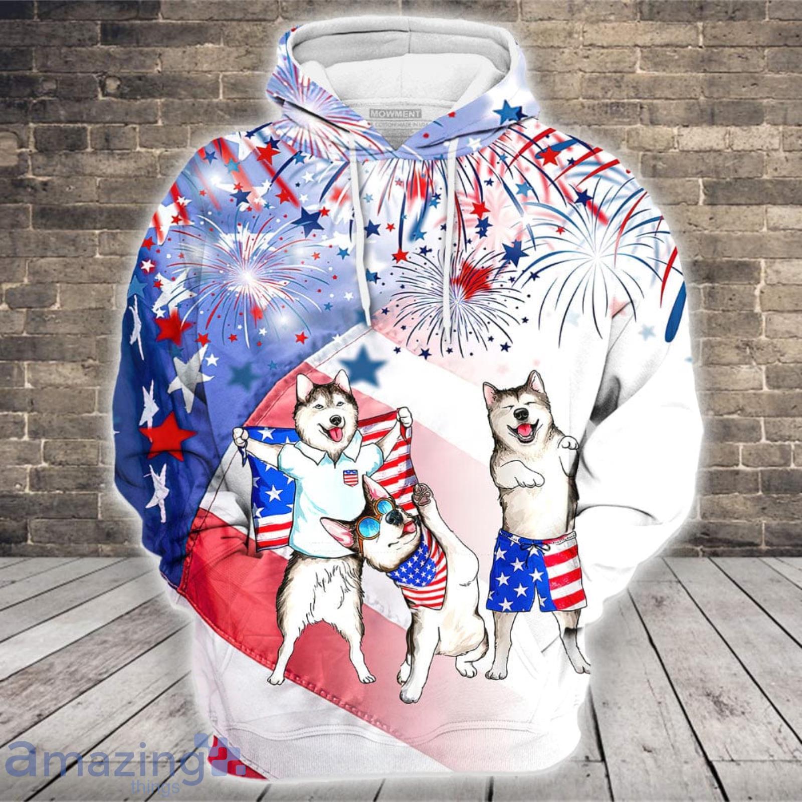 Alaska Dogs With Colorful Firework Pattern 3D Hoodie image Alaska Dogs With Colorful Firework Pattern 3D Hoodie Product Photo 3