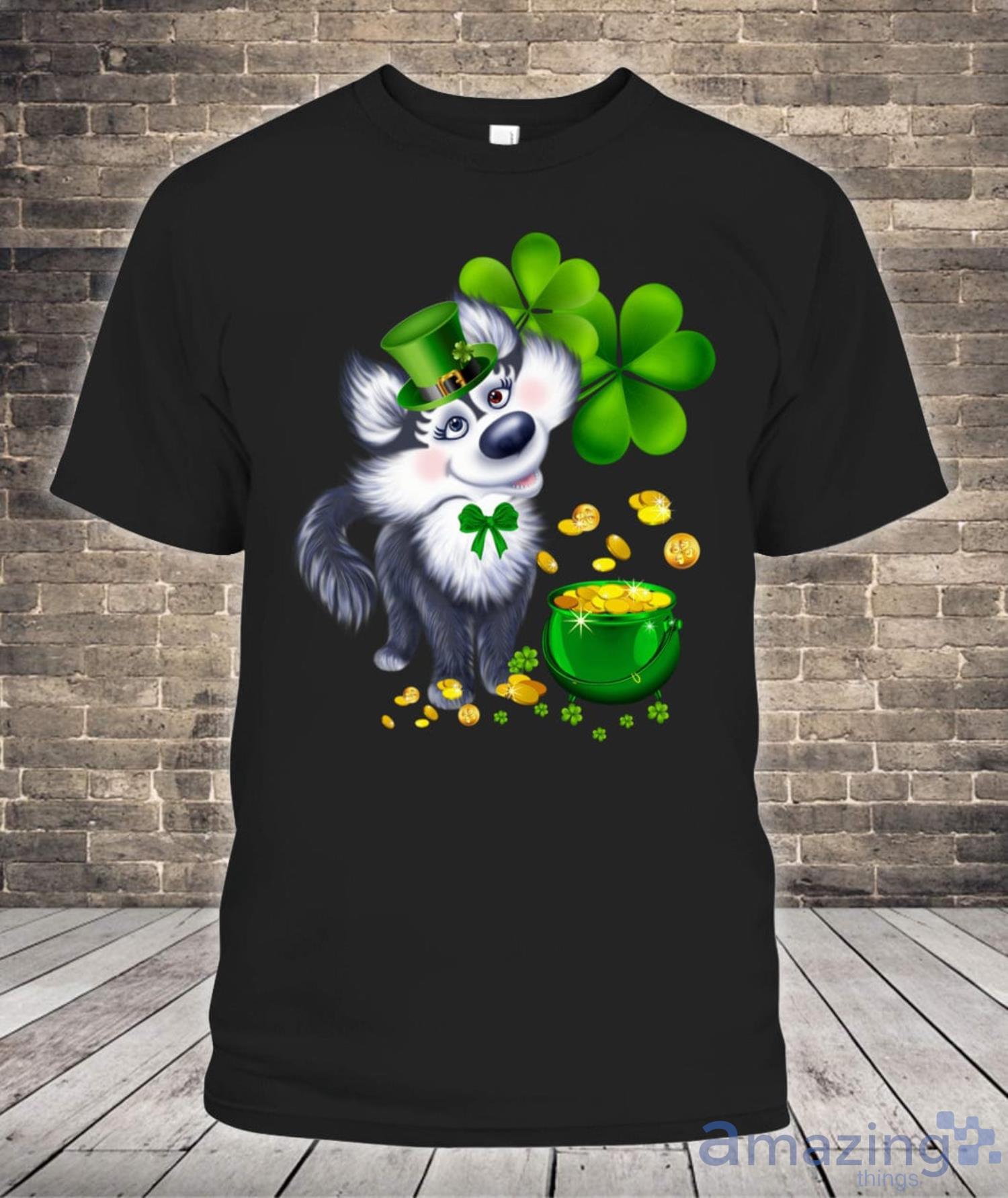 Alaskan Malamute Dog St Patricks Day Leprechaun Dog Lover Shirt Product Photo 1