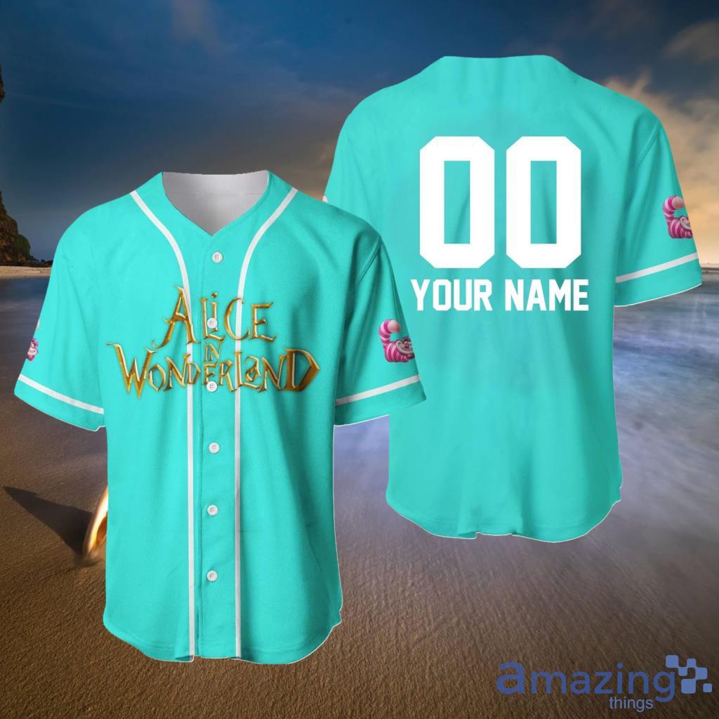 Alice Wonderland Cat Mint White Custom Disney Baseball Jerseys  For Men And Women - Alice Wonderland Cat Mint White Custom Disney Baseball Jerseys  For Men And Women