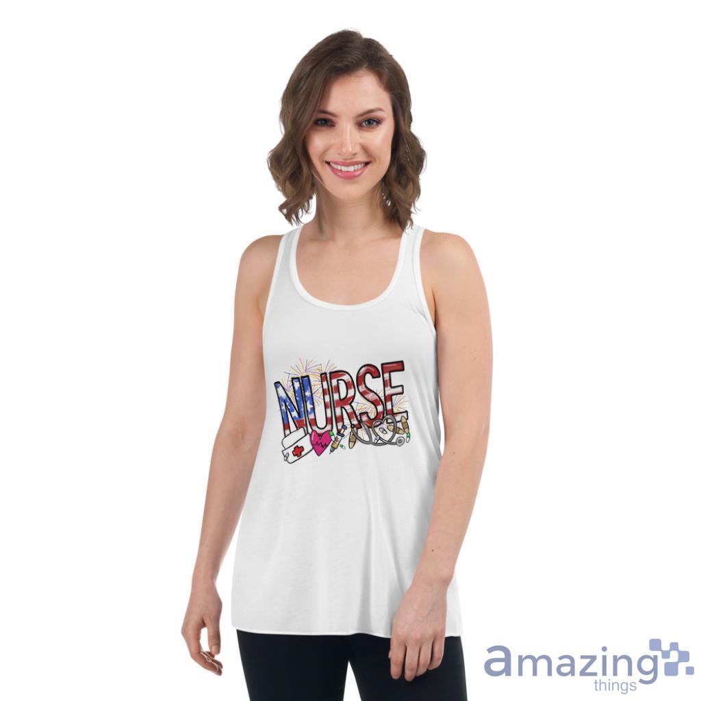 All American Nurse Shirt, 4th of July Nurse Shirt image All American Nurse Shirt, 4th of July Nurse Shirt - Womens Flowy Racerback Tank