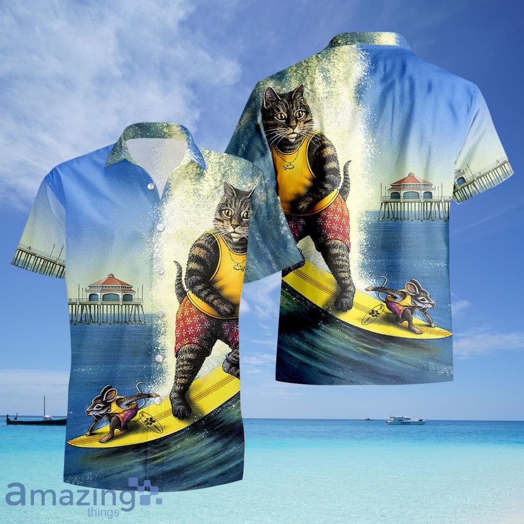Amazing Cat and Mouse Surfing Hawaiian Shirt For Men And Women - Amazing Cat and Mouse Surfing Hawaiian Shirt For Men And Women