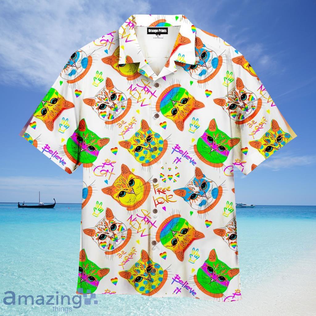 Amazing Hippie Cat LGBTQ Be Yourself Hawaiian Shirt For Men And Women - Amazing Hippie Cat LGBTQ Be Yourself Hawaiian Shirt For Men And Women