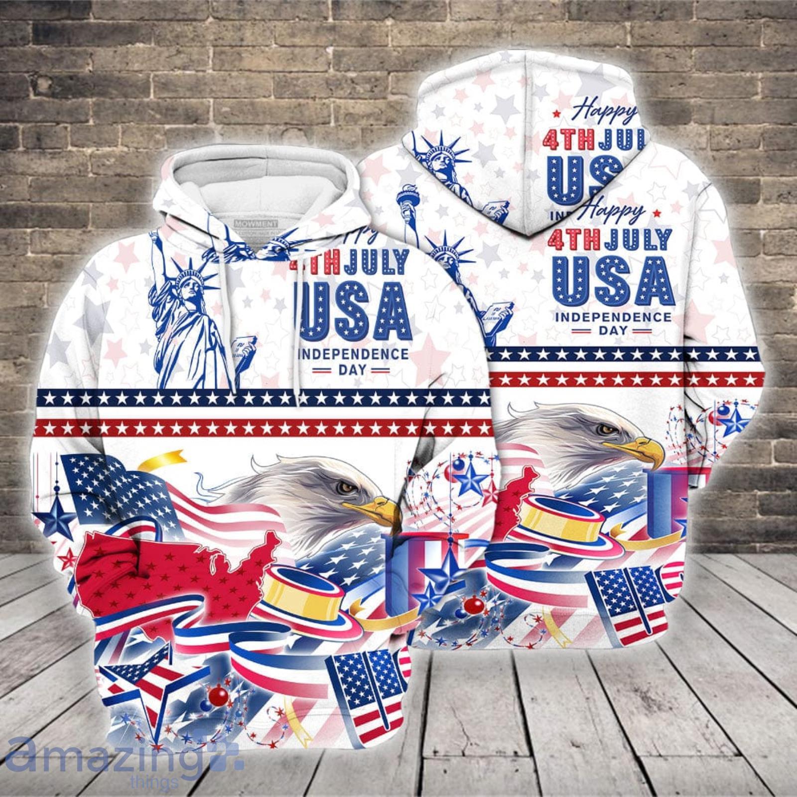 American Eagle Happy 4th July Eagles White Pattern 3D Hoodie Product Photo 1 American Eagle Happy 4th July Eagles White Pattern 3D Hoodie Product Photo 1