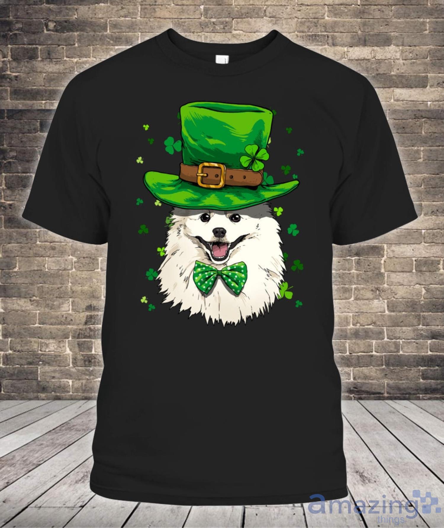 American Eskimo Leprechaun St Patricks Day Dog Boys Men Gift Shirt Product Photo 1