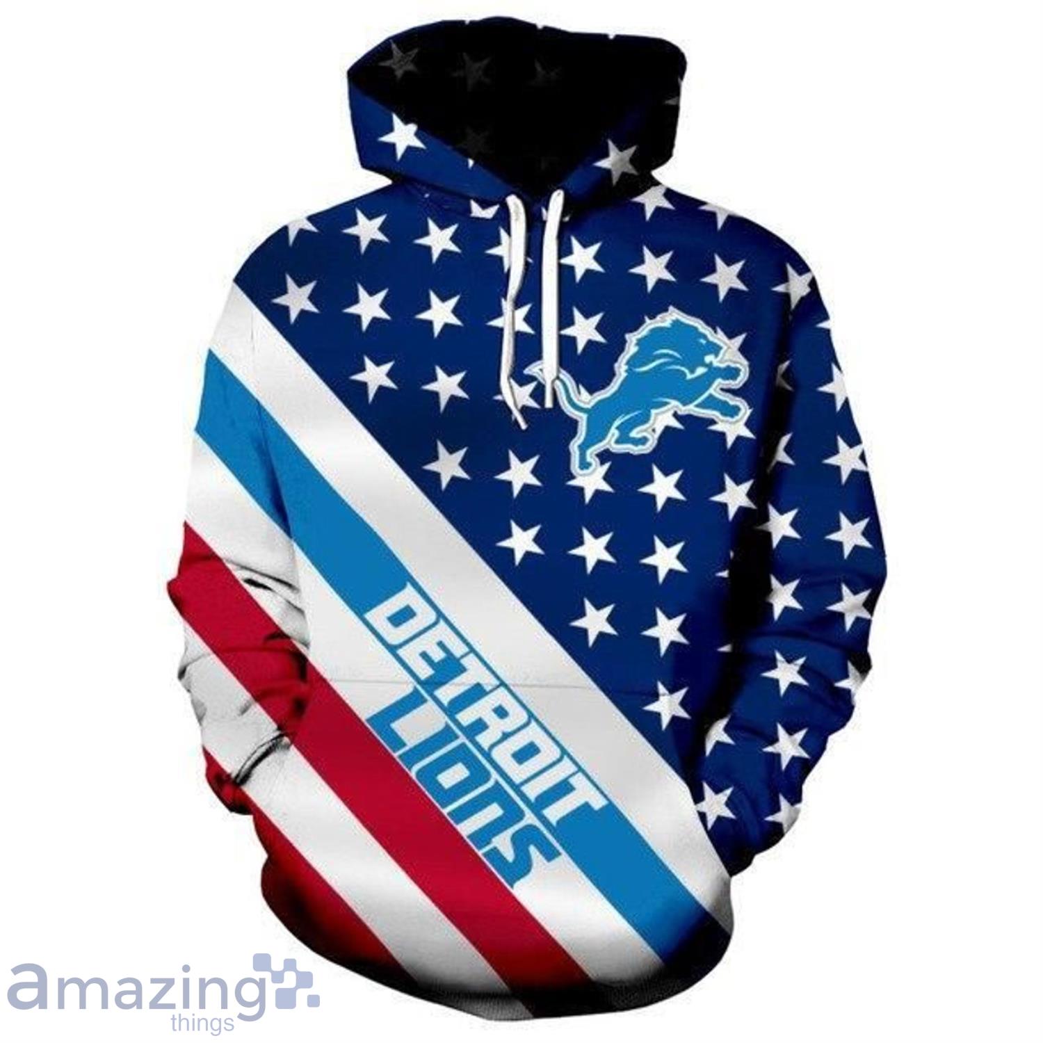 Detroit Lions Christmas 3D Hoodie Zip Hoodie Blue Print Holiday Gift For  Fans - Banantees