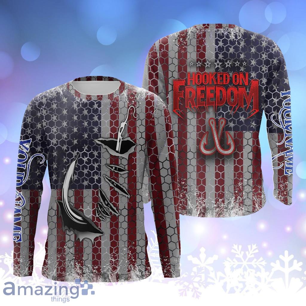American Flag Fish Hook Custom Longsleeve 3D For Men And Women - American Flag Fish Hook Custom Longsleeve 3D For Men And Women