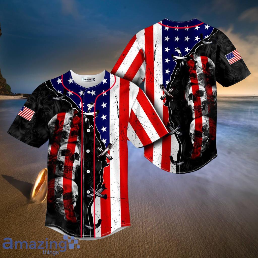 American Flag Skull Custom Trending Baseball Jerseys For Men And Women