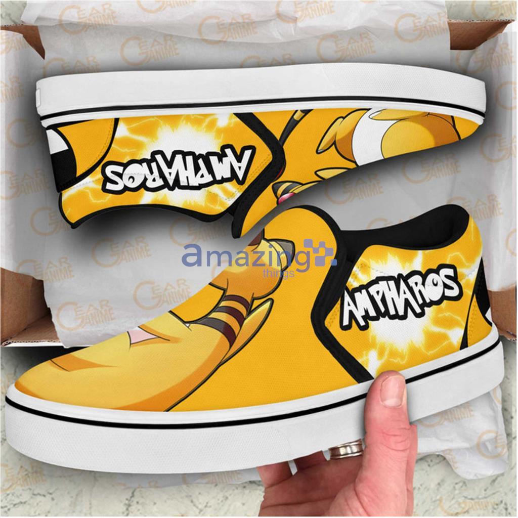 Ampharos Pokemon Custom Anime Slip On Sneakers Shoes - Ampharos Pokemon Custom Anime Slip On Sneakers Shoes