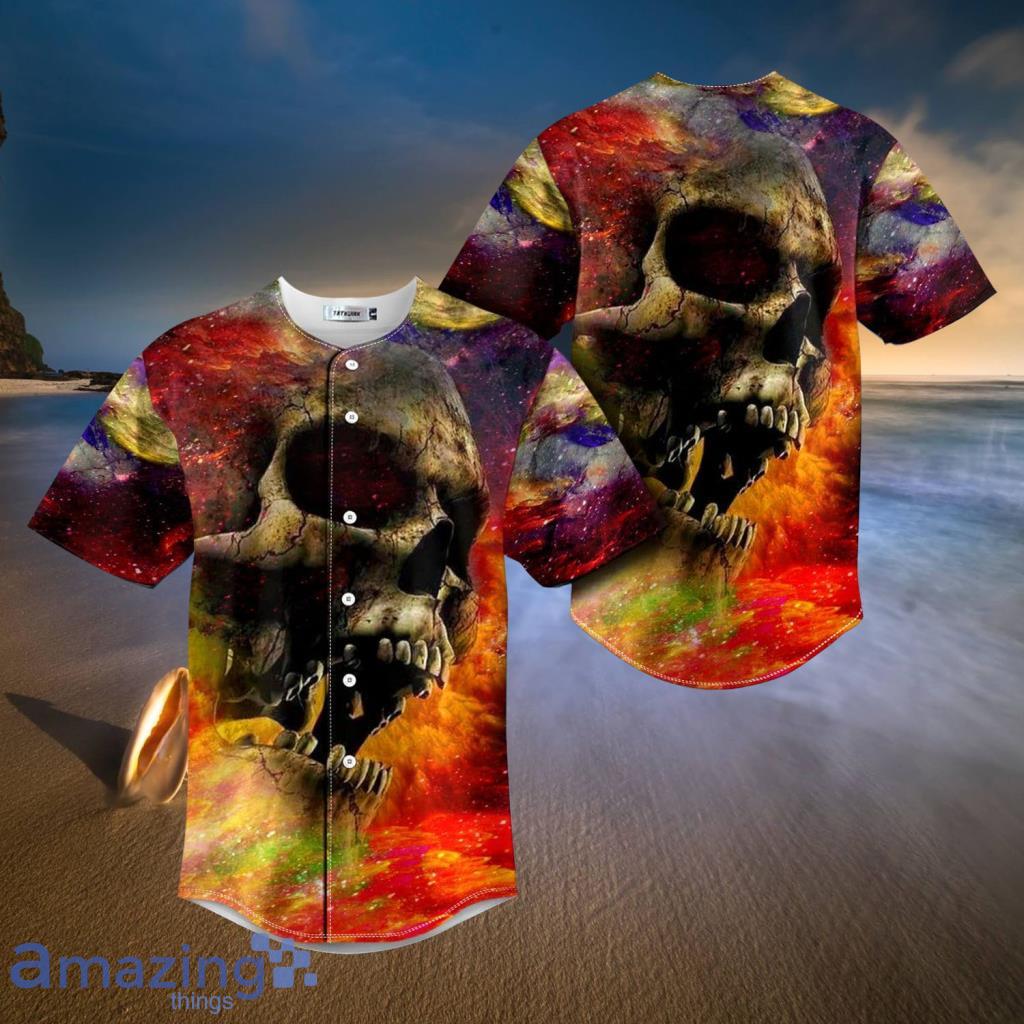 Angry Crack Color Explosion Skull Baseball Jerseys  For Men And Women - Angry Crack Color Explosion Skull Baseball Jerseys  For Men And Women