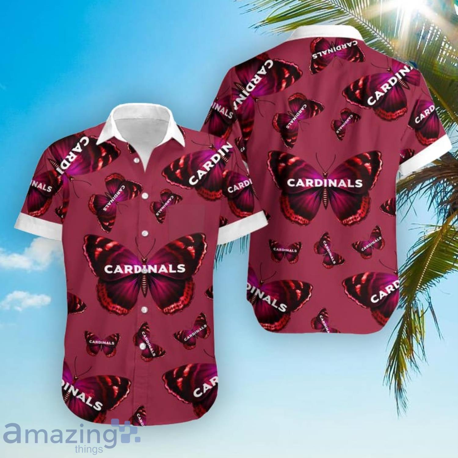 Arizona Cardinals Butterflies Hawaiian Shirt And Short Product Photo 1
