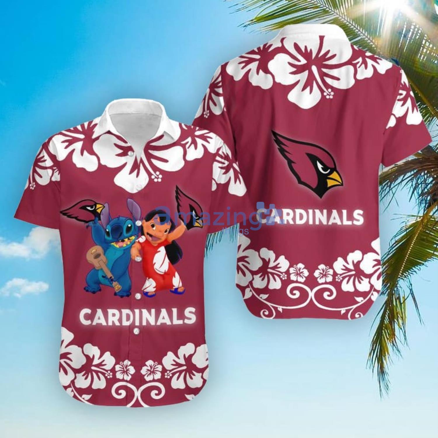 Arizona Cardinals Lilo And Stitch Hawaiian Shirt And Shorts Product Photo 1