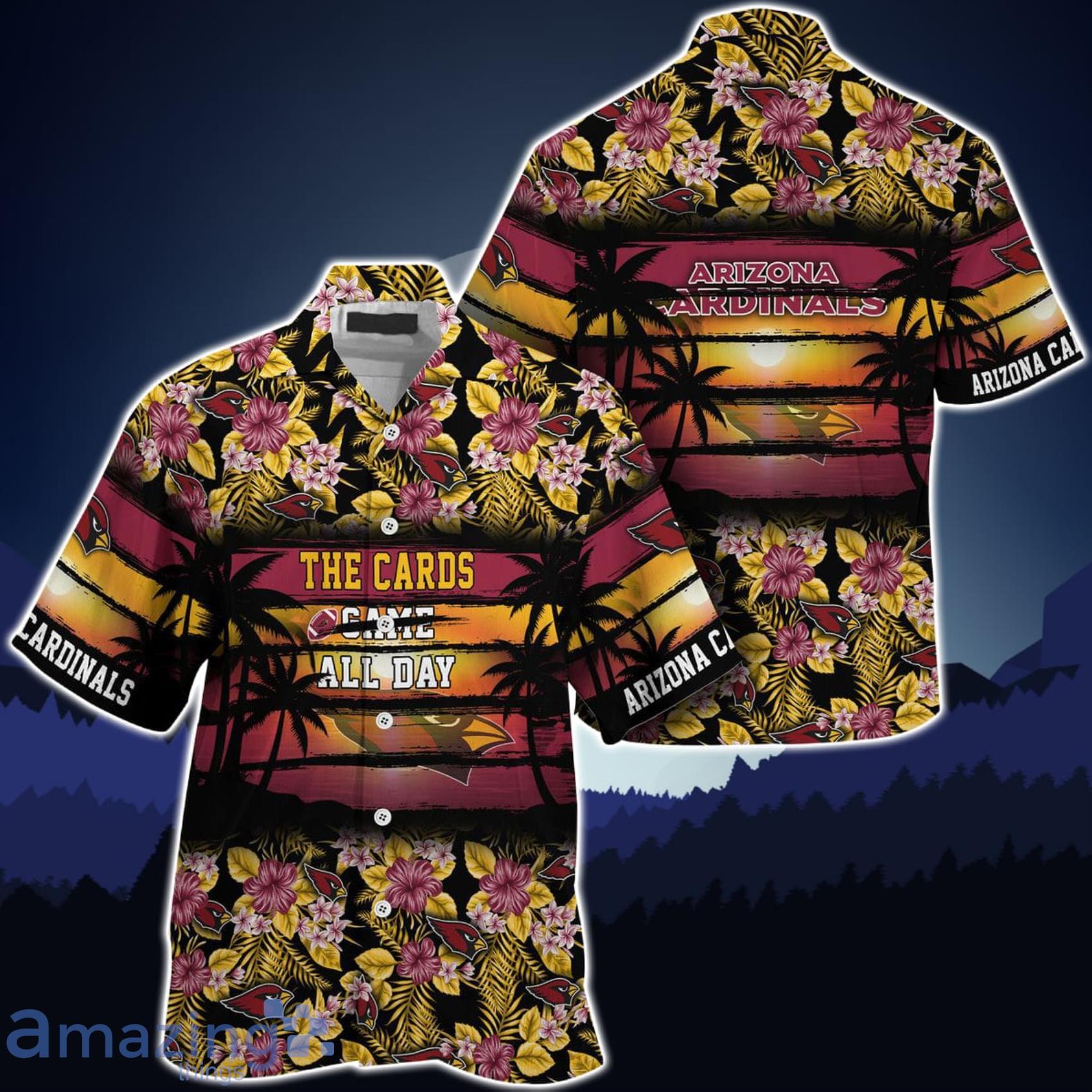 Arizona Cardinals NFL Came All Day Flower Hawaiian Shirt Product Photo 1