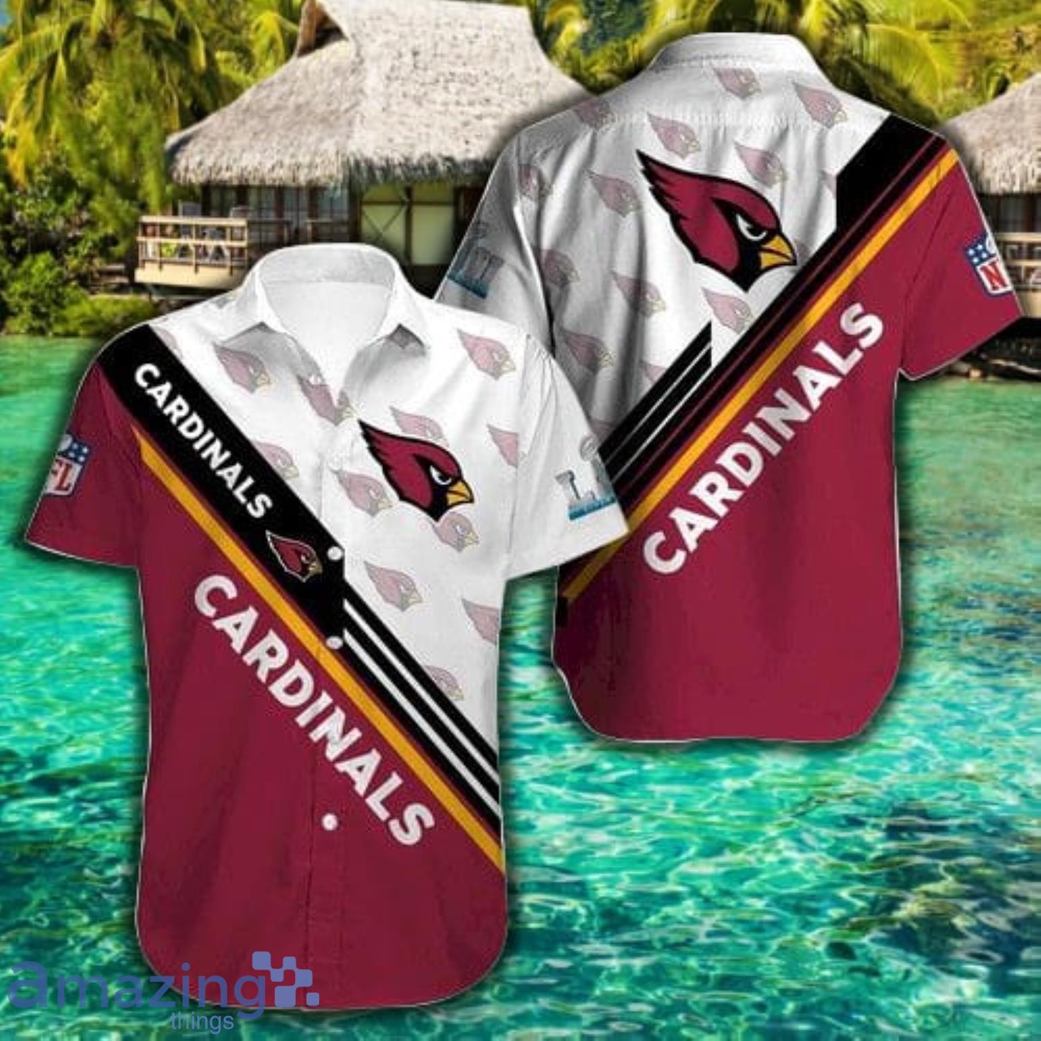 Arizona Cardinals Symbols Pattern Red Short Sleeve Hawaiian Shirt image Arizona Cardinals Symbols Pattern Red Short Sleeve Hawaiian Shirt Product Photo 2