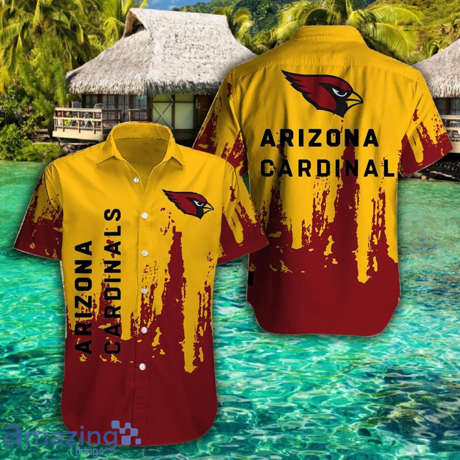 Arizona Cardinals Yellow And Red Short Sleeve Hawaiian Shirt Product Photo 1