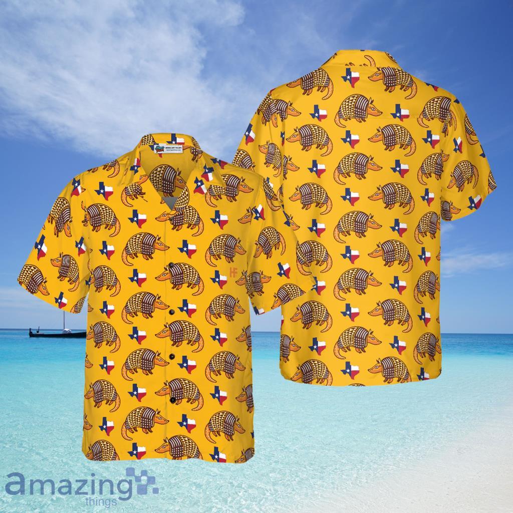 Armadillo And State Of Texas Flag Pattern Hawaiian Shirt For Men - Armadillo And State Of Texas Flag Pattern Hawaiian Shirt For Men