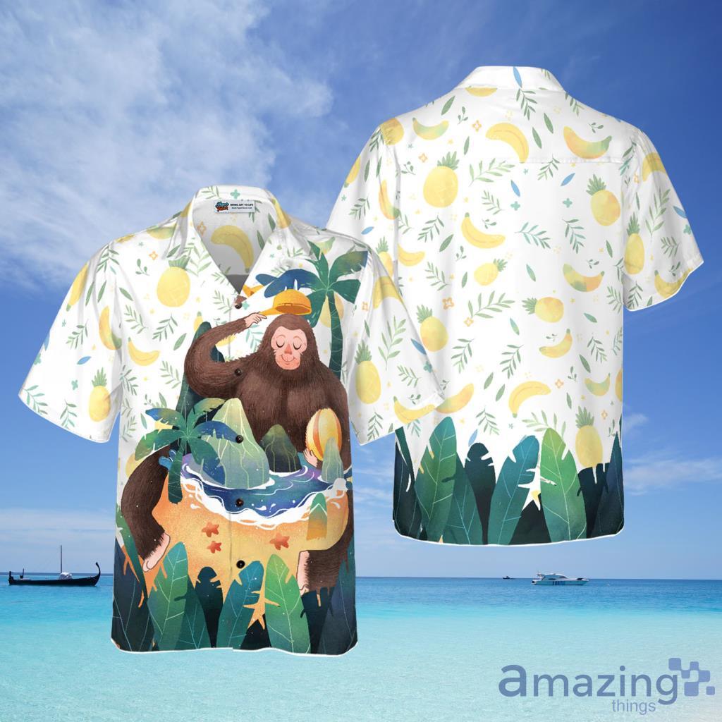 Artistic Bigfoot on the Beach Hawaiian Shirt For Men And Women - Artistic Bigfoot on the Beach Hawaiian Shirt For Men And Women