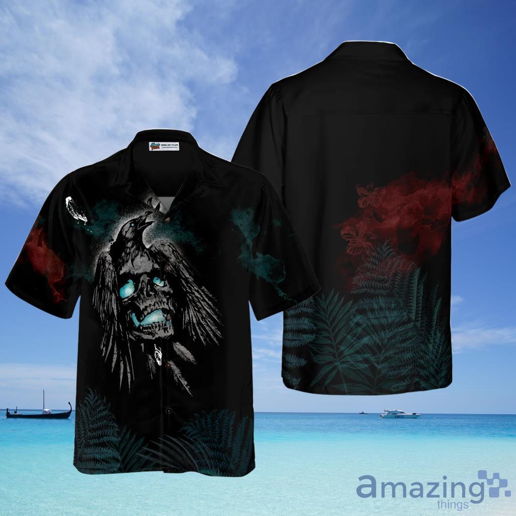 Artistic Gothic Crow Skull Goth Hawaiian Shirt For Men And Women - Artistic Gothic Crow Skull Goth Hawaiian Shirt For Men And Women