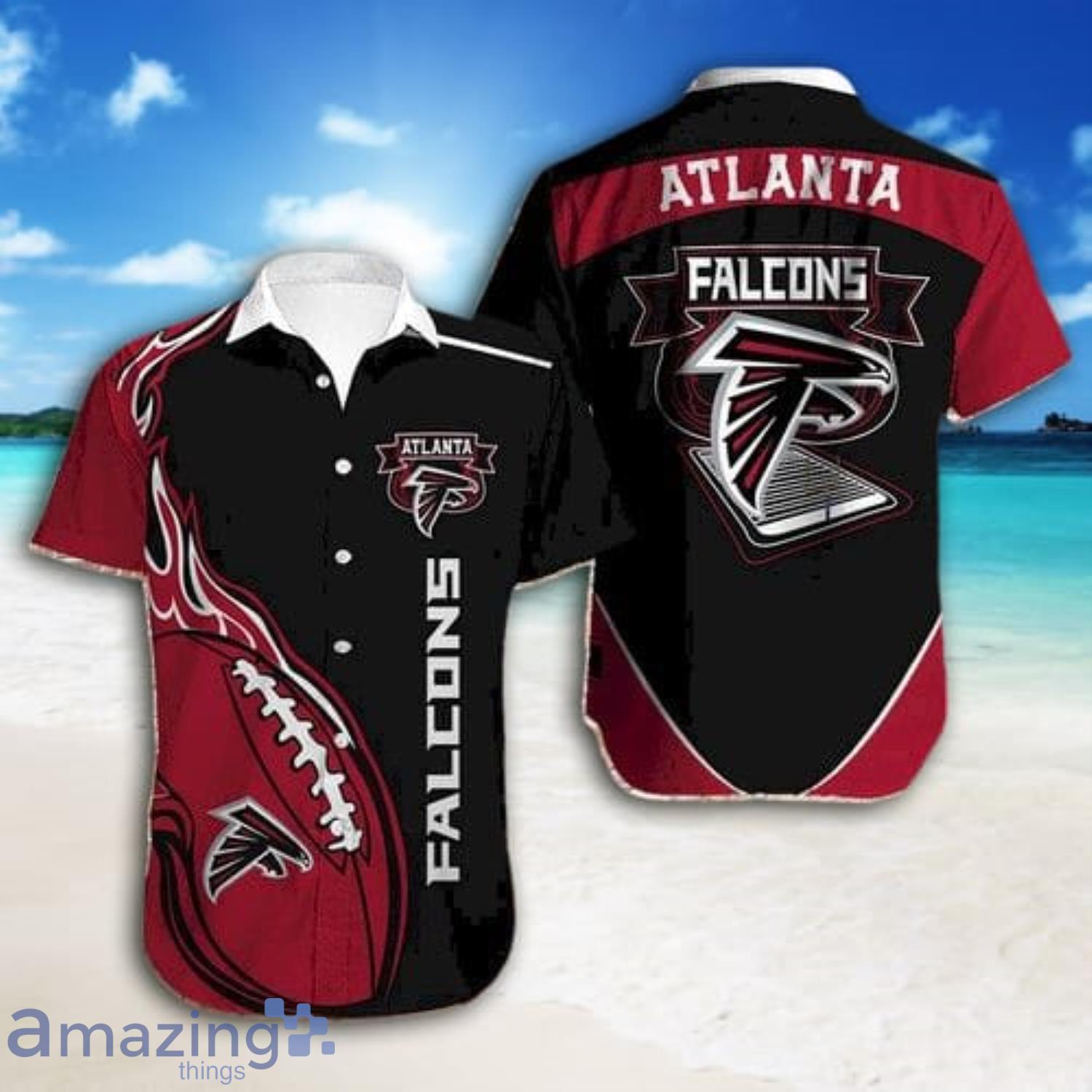 Atlanta Falcons Red And Black Short Sleeve Hawaiian Shirt Gift For