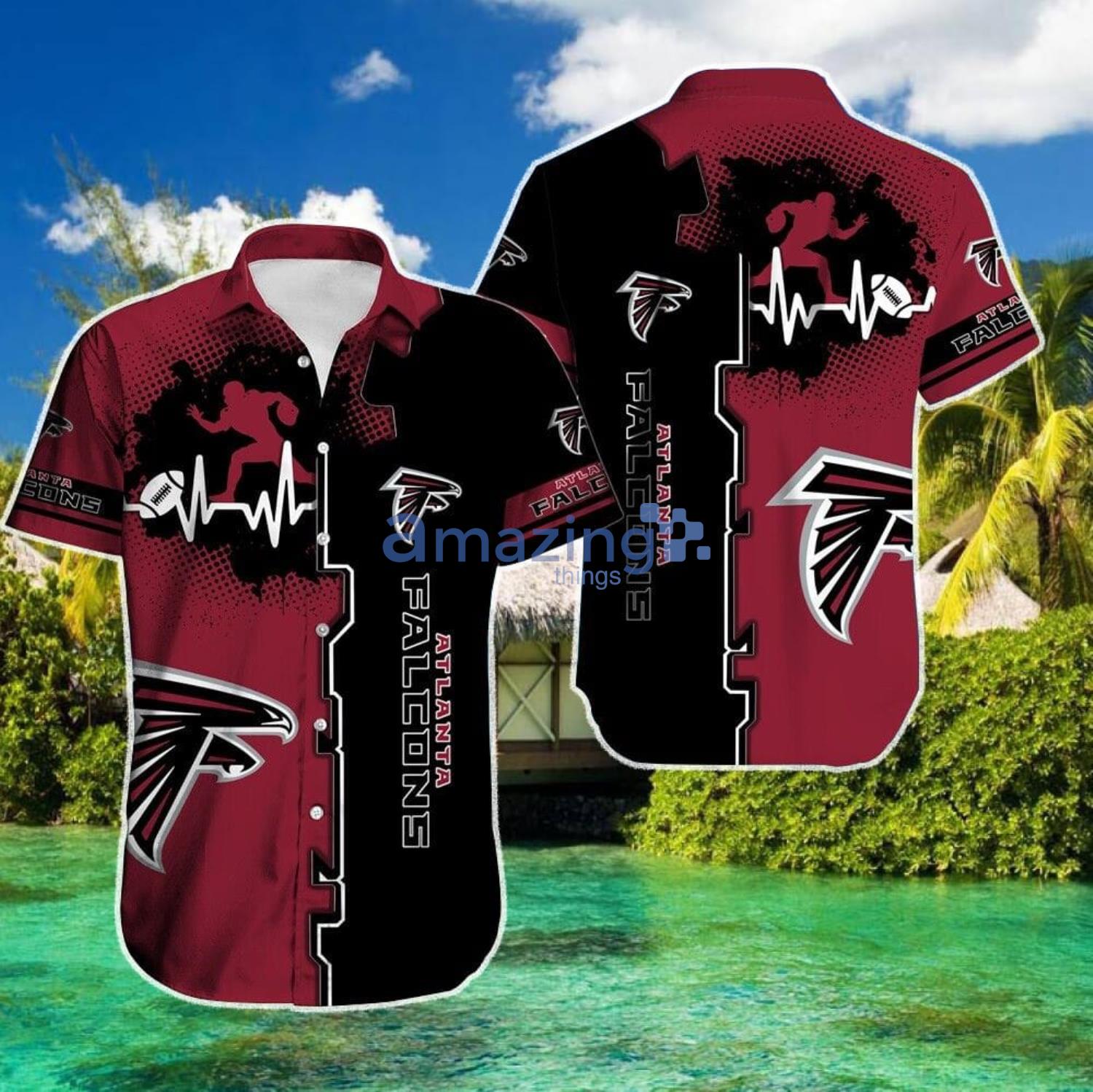 Atlanta Falcons Heartbeat Pattern Hawaiian Shirt For Sport Fans Gift