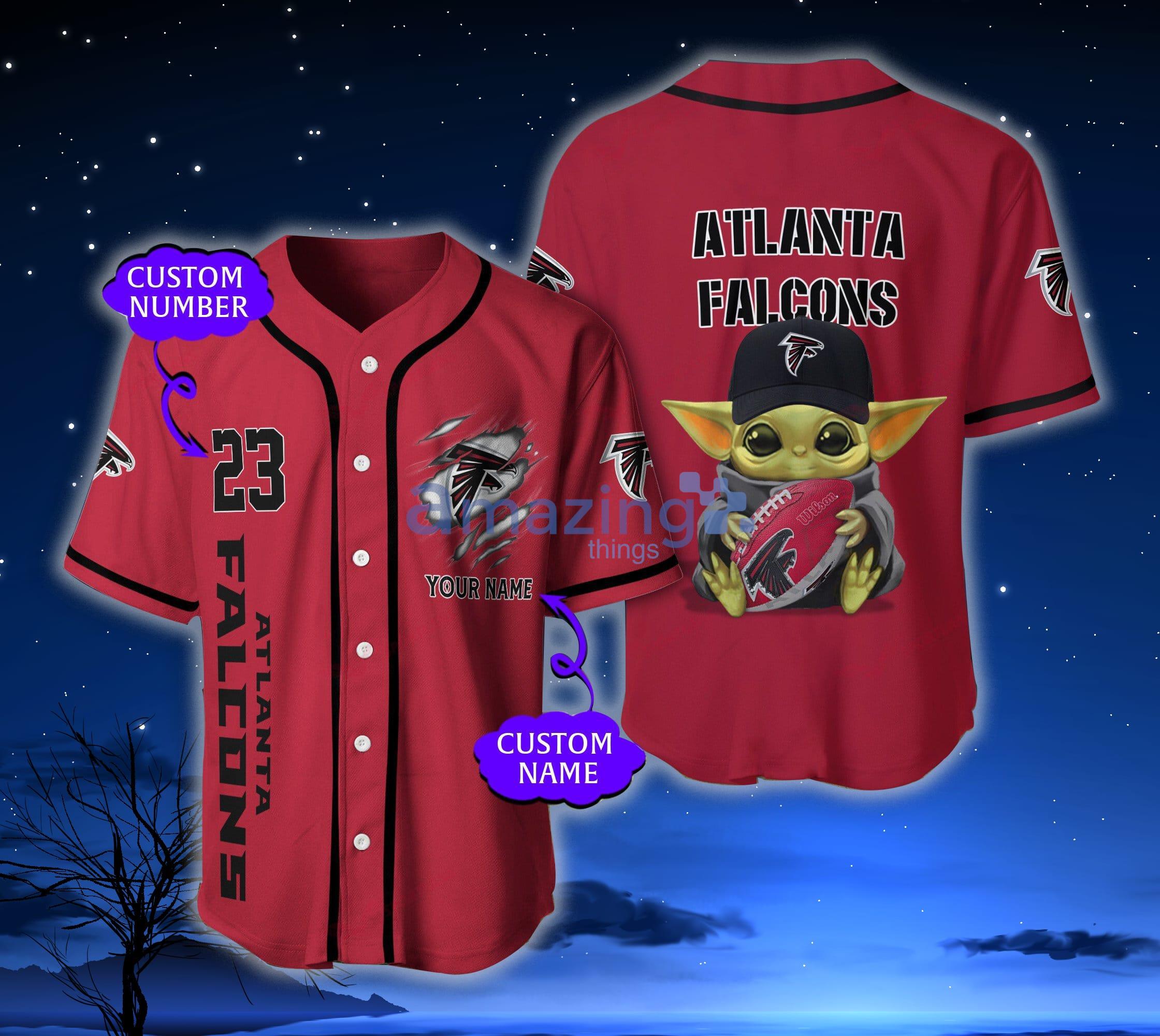 Atlanta Falcons NFL Baby Yoda Custom Name And Number Baseball Jersey Shirt