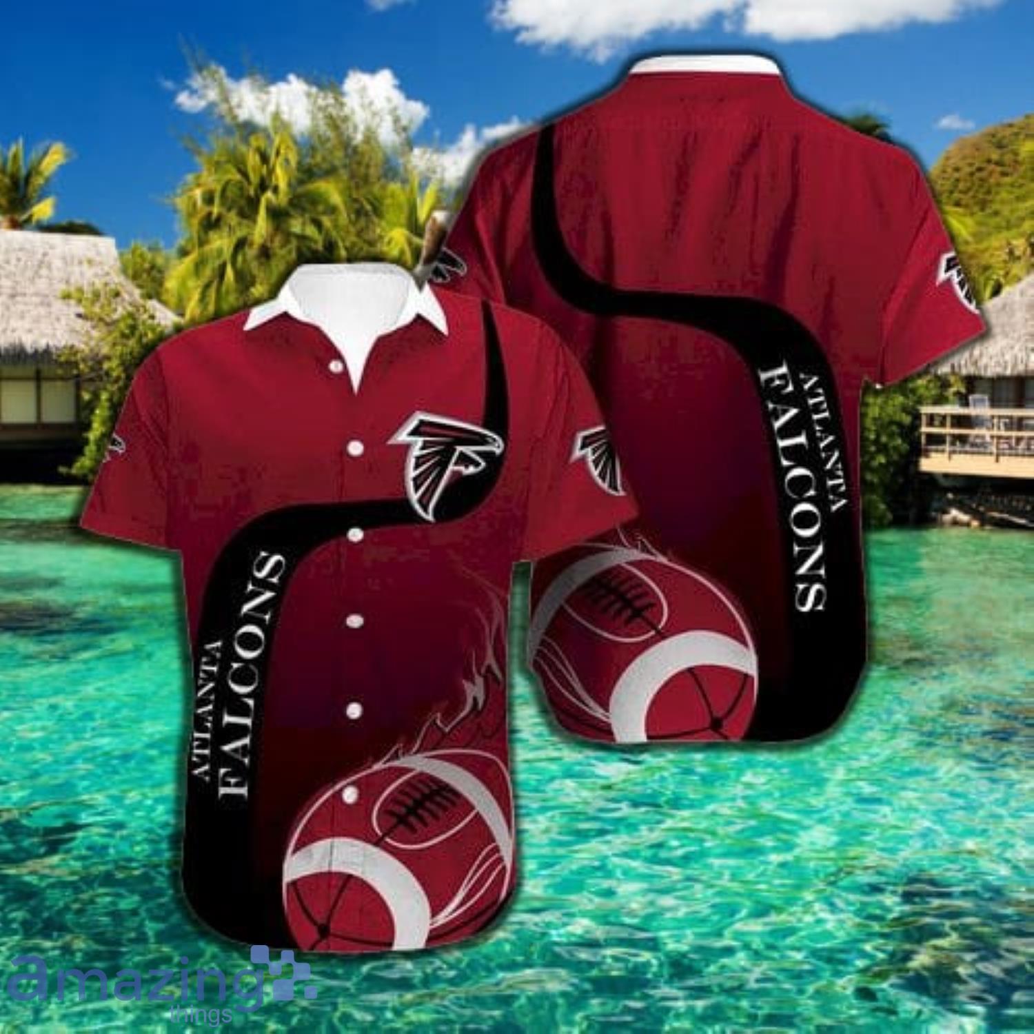 Atlanta Falcons Red And Black Short Sleeve Hawaiian Shirt Product Photo 1